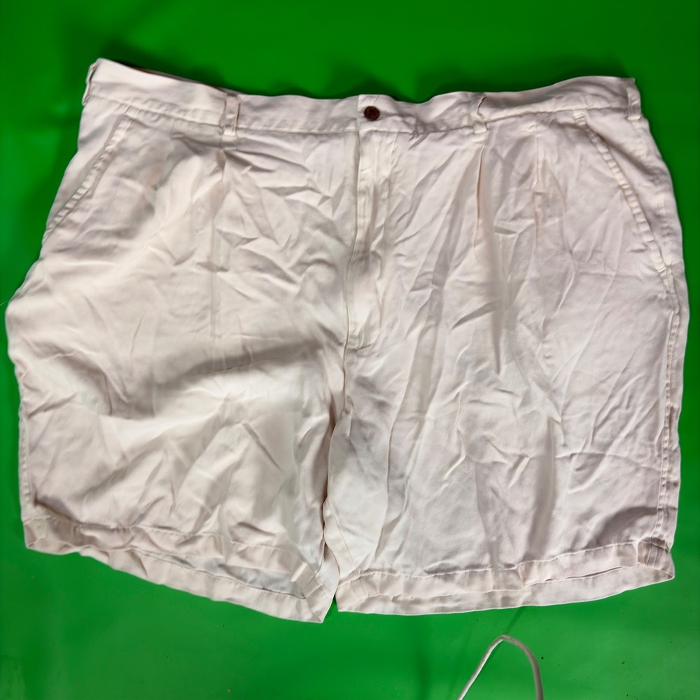 Caribbean 100% Silk Shorts Mens 48 Off White Relaxed Fit Herringbone Vacation
